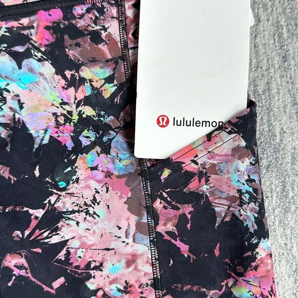 NWT Lululemon Fast & Free High-Rise Crop 19" Running Legging Black Pink Floral 4 - Picture 7 of 16